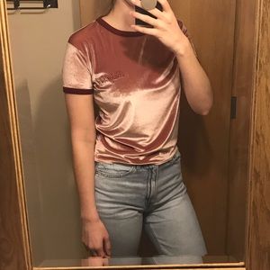 Pink Velvet Graphic Ringer Tee